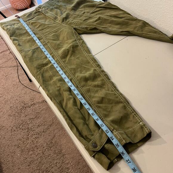 Anthropologie Green Linen Jackson Tapered Utility Pants Size 14 - Picture 11 of 16